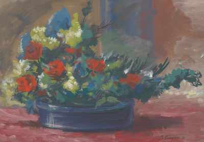 Appraisal: Clyde J Singer American - Still Life of Flowers Gouache