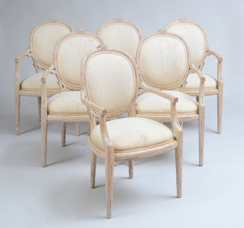 Appraisal: SET OF SIX LOUIS XVI STYLE IVORY STAINED FAUX BOIS