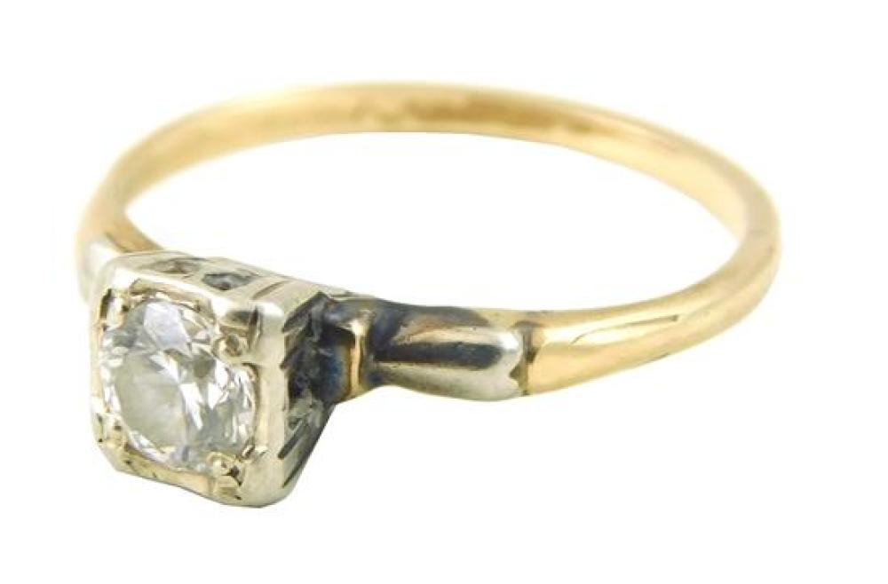 Appraisal: JEWELRY K Diamond Engagement Ring stamped K yellow gold shank