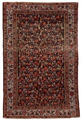 Appraisal: Mahal Rug th century overall floral designs on blue black