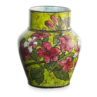 Appraisal: JOHN BENNETT Vase with azalea JOHN BENNETT - Vase with