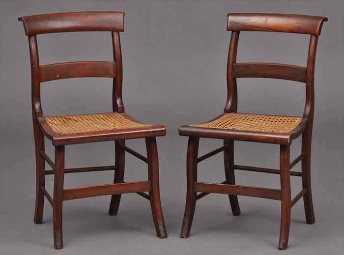 Appraisal: PAIR OF AMERICAN CLASSICAL MAPLE SIDE CHAIRS Each with tablet