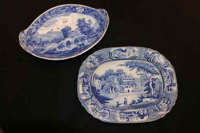 Appraisal: A SMALL BLUE TRANSFER OVAL DISH with central country house