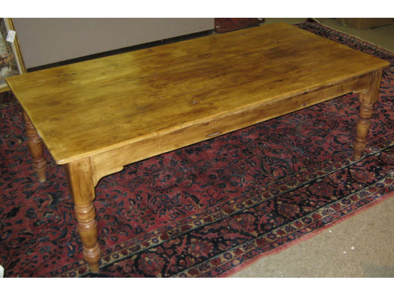 Appraisal: ENGLISH PINE HARVEST TABLE Large rectangular top with an all