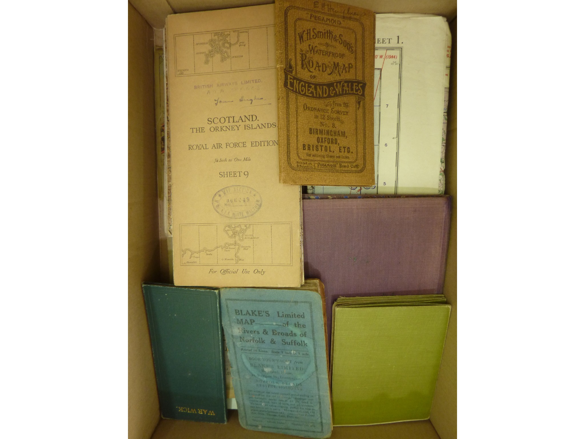 Appraisal: A box of miscellaneous maps including Bacon's half inch map