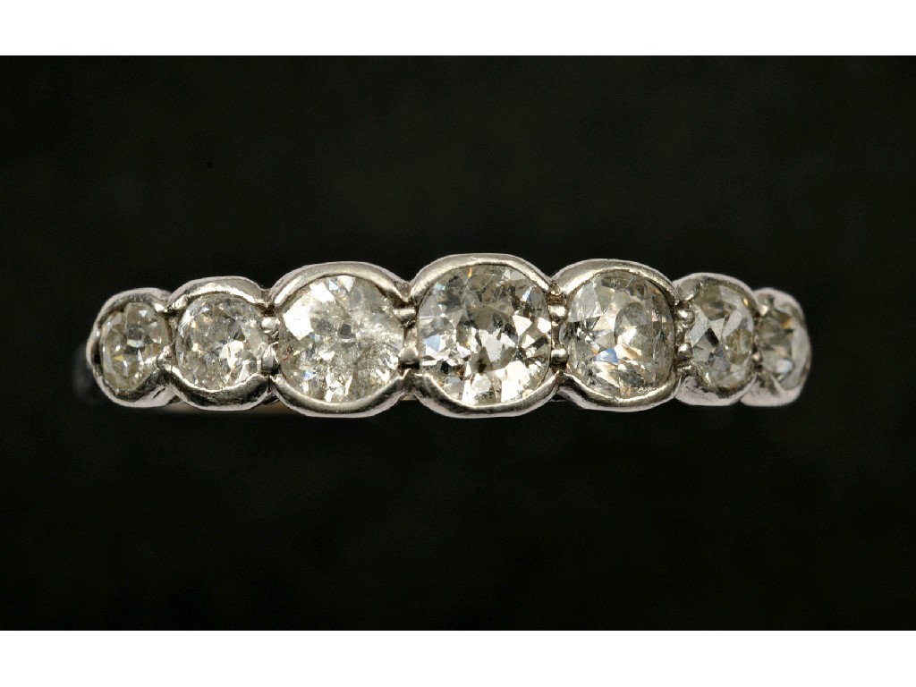 Appraisal: A seven stone Diamond Ring the old-cut graduated stones collet-set