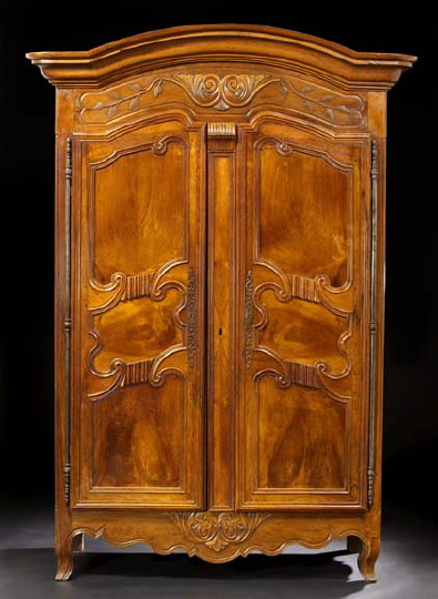 Appraisal: Provincial Transitional Louis XV-into-Louis XVI-Style Walnut Armoire mid- th century