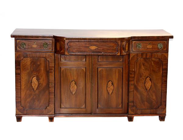 Appraisal: A George III style inlaid mahogany sideboard late th century