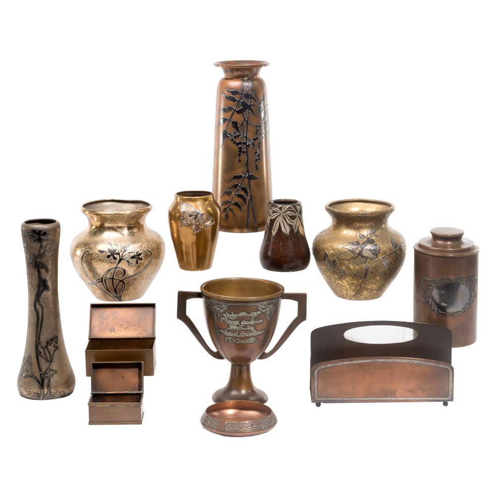 Appraisal: HEINTZ SILVER OVERLAY BRONZE OBJECT ASSORTMENT items including vases a