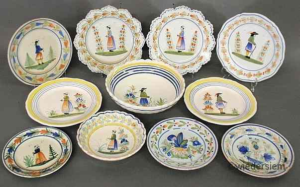 Appraisal: Eleven pieces of Quimper tableware to include nine plates largest