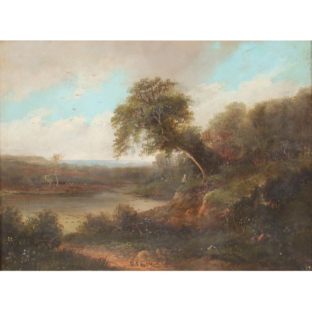 Appraisal: R PERCY UNITED KINGDOM TH CENTURY PASTORAL LANDSCAPE CONTINENTAL BARBIZON