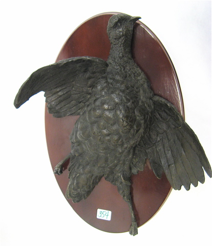 Appraisal: BRONZE FIGURAL BIRD SCULPTURE in the manner of Antoine Barye