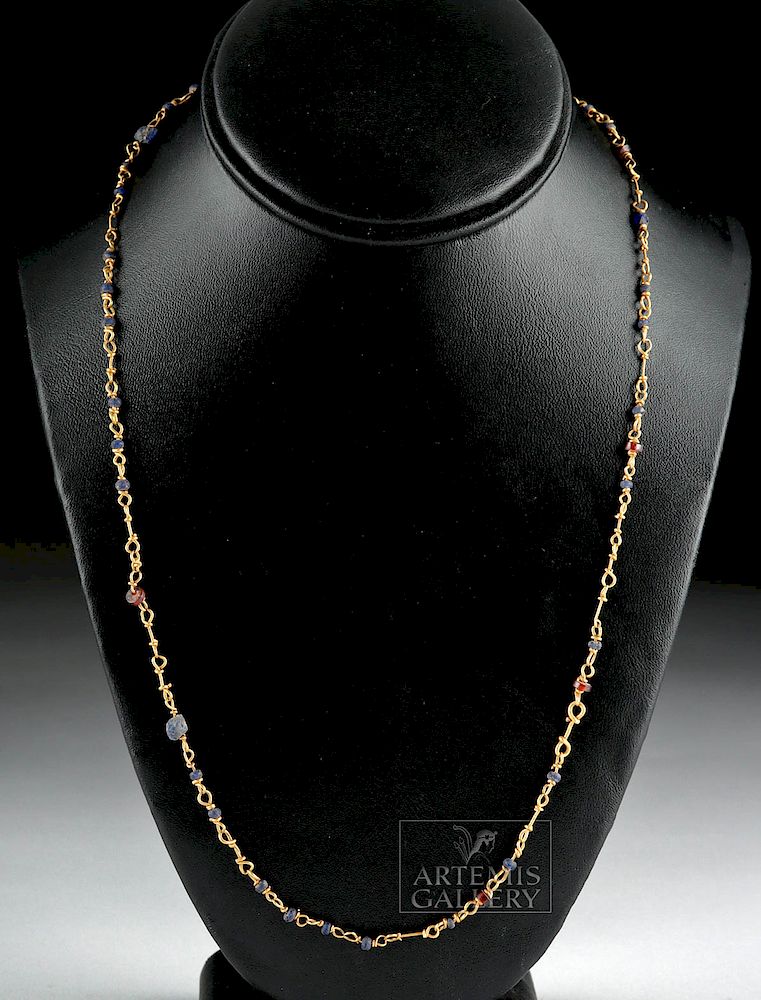 Appraisal: Roman K Gold Necklace with Glass Carnelian Beads Roman Imperial