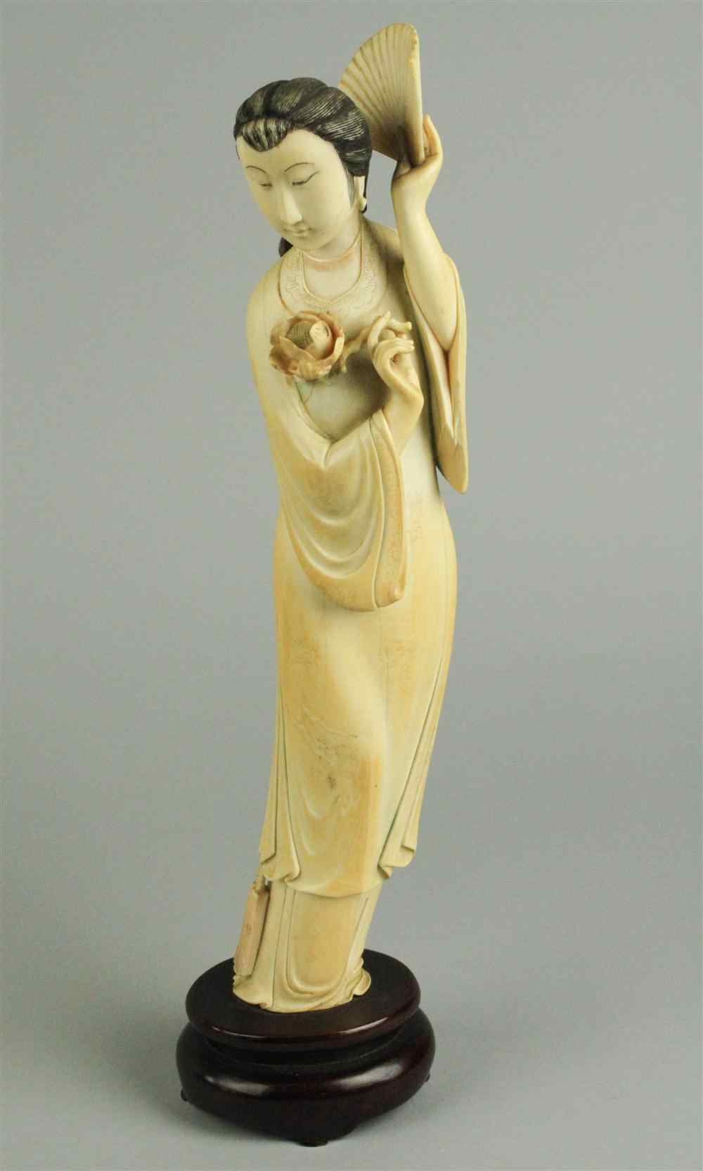 Appraisal: CHINESE IVORY FIGURE OF A MEIREN th th century the