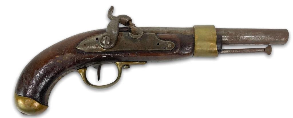 Appraisal: Antique Flintlock Pistol B Fires when cocked Please see photos