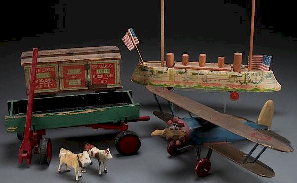 Appraisal: A COLLECTION OF EARLY WOODEN TOYS CIRCA S A COLLECTION