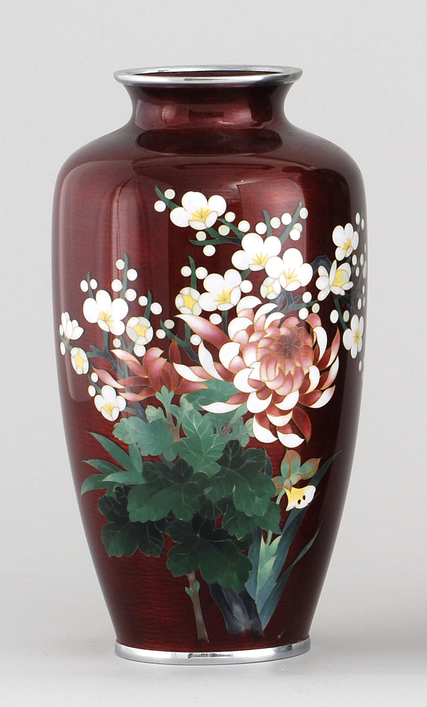 Appraisal: ANDO CLOISONN ENAMEL VASE th CenturyIn inverted pear shape With