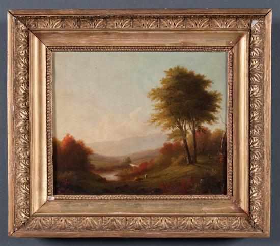 Appraisal: American Hudson River School th century Autumnal Landscape with Grazing