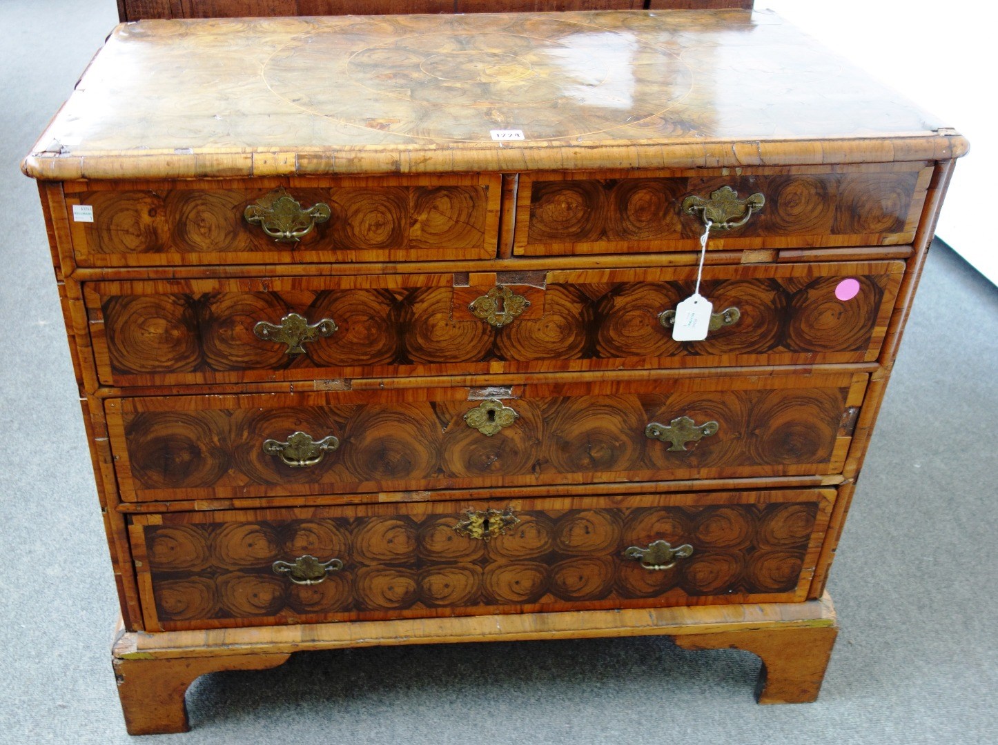 Appraisal: An early th century inlaid oyster veneered chest of two