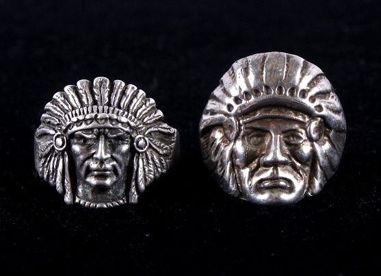 Appraisal: Two Navajo Sterling Silver Indian Chief Rings Included in this