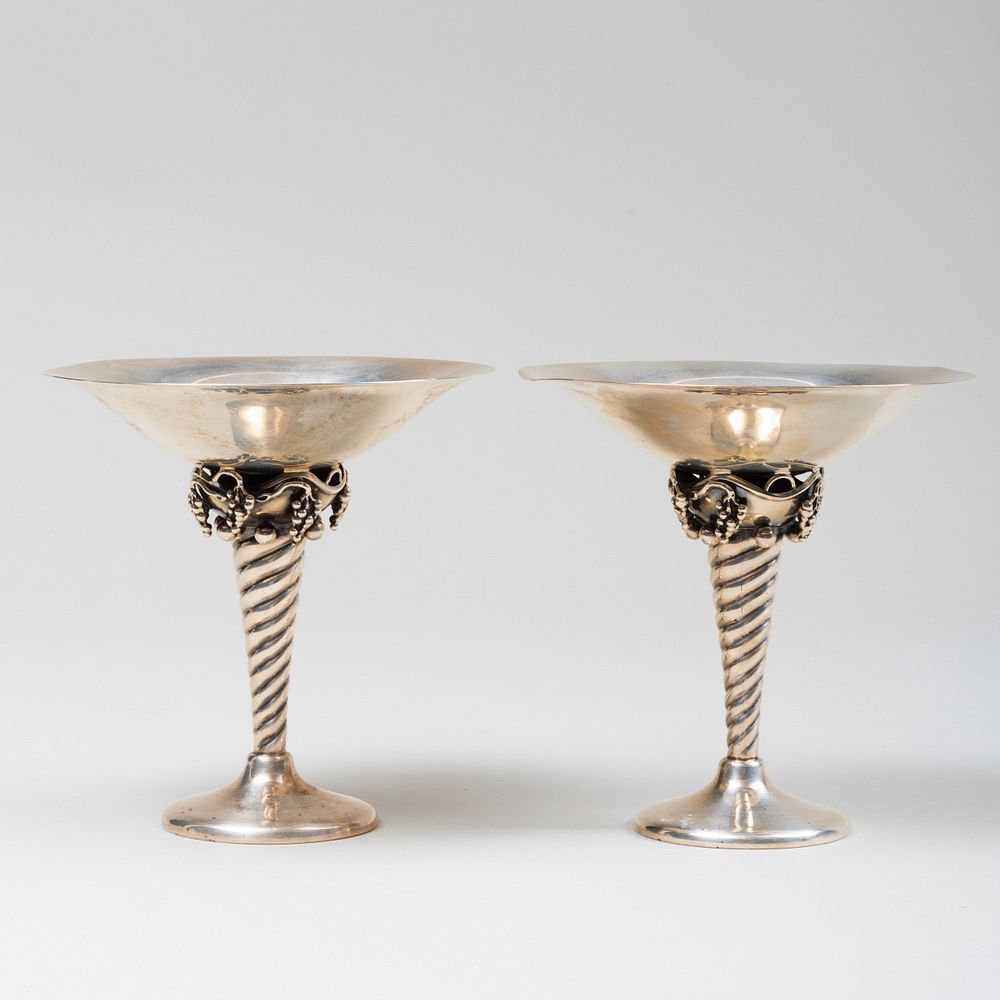 Appraisal: Pair of Jensen Style Silver Tazza Marked 'Sterling' x in