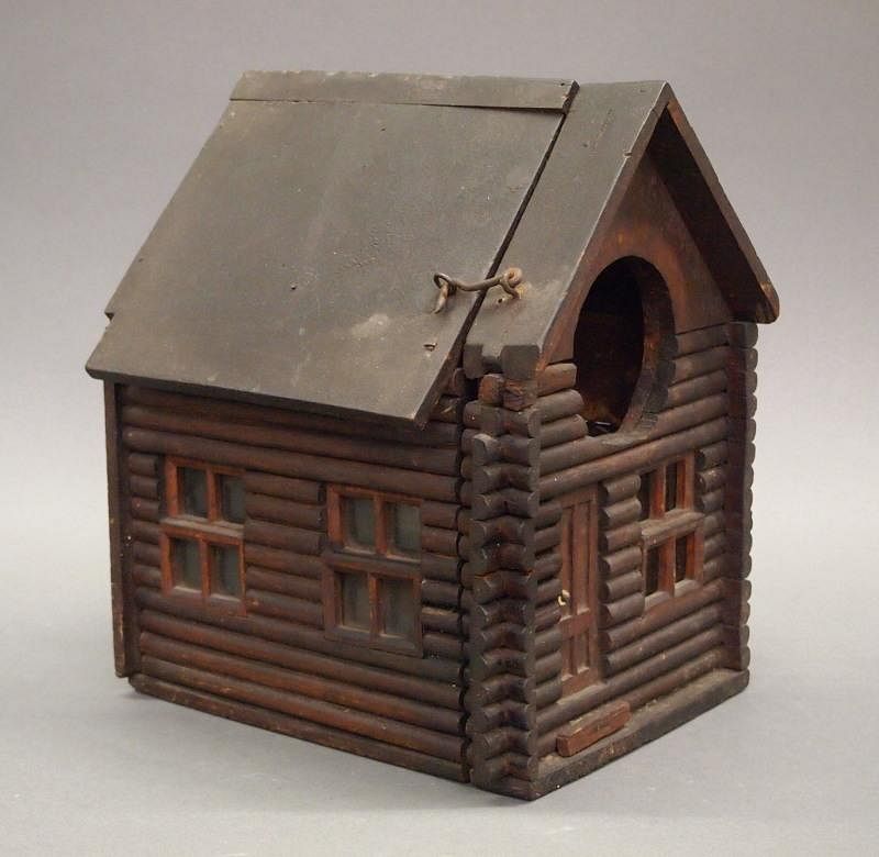 Appraisal: Folk Art log cabin A Folk Art log cabin Triangular