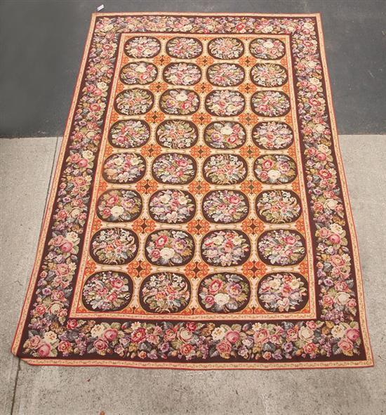 Appraisal: NEEDLEWORK CARPET Continental mid th century Aubusson-style floral design '