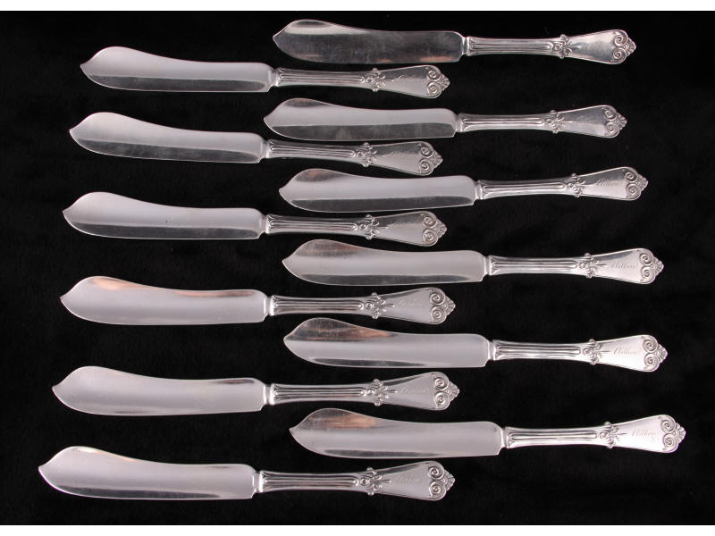 Appraisal: Twelve Sterling Fish Knives by Tiffany Co in the Tiffany