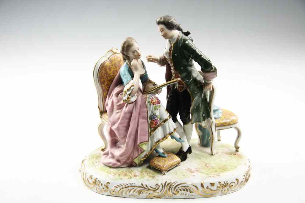 Appraisal: FRENCH PORCELAIN GROUPING - French Figurine Group of a Young