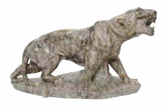 Appraisal: An Italian Carved Alabaster Figure of a Tiger depicted in