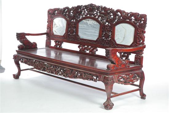 Appraisal: BENCH Asian st half- th century hardwood and marble Open