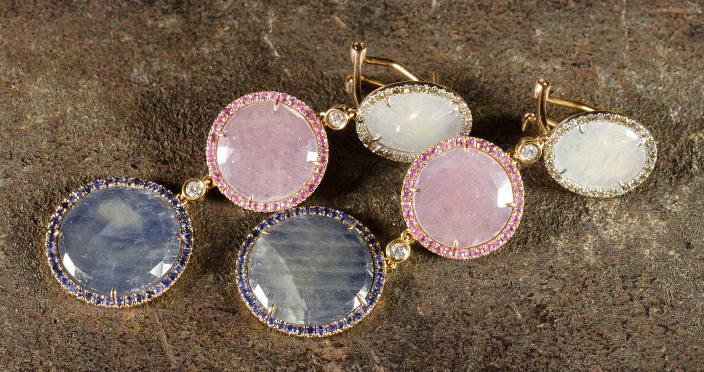 Appraisal: PAIR OF SAPPHIRE AND DIAMOND EARRINGS each k rose gold