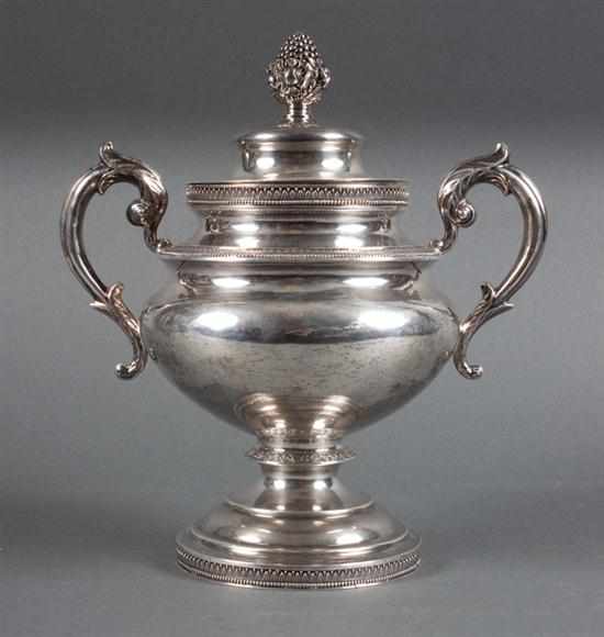 Appraisal: American Classical coin silver covered two-handled pedestal sugar bowl R