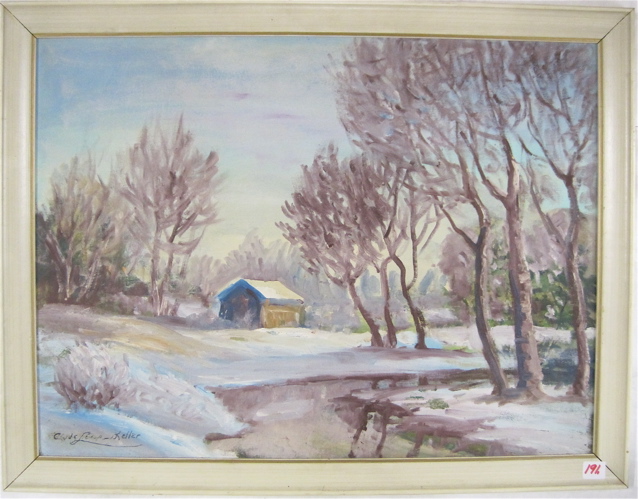 Appraisal: CLYDE LEON KELLER OIL ON PANEL Oregon - titled Winter