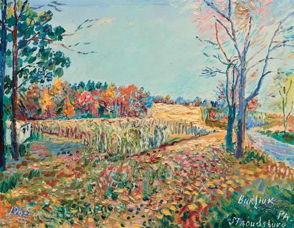 Appraisal: DAVID BURLIUK Russian American - Along the Riverbank Stroudsburg Pennsylvania