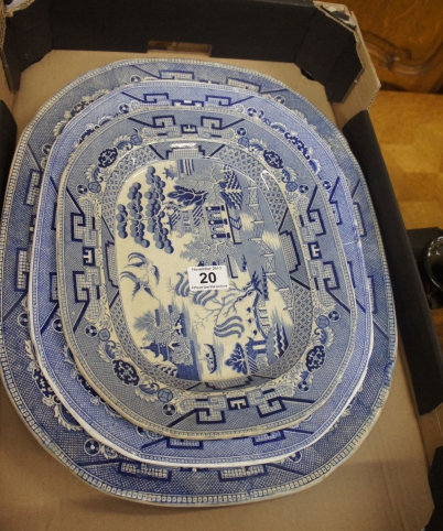 Appraisal: A collection of large blue and white servers and meat