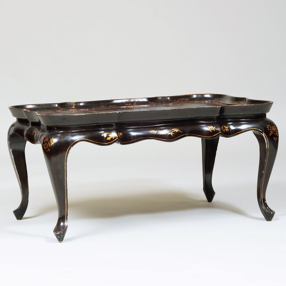 Appraisal: Chinese Export Black Lacquer and Parcel-Gilt Low Table x x