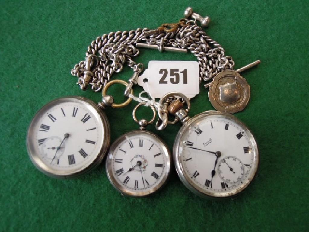 Appraisal: Two silver pocket watches a th century continental fob watch