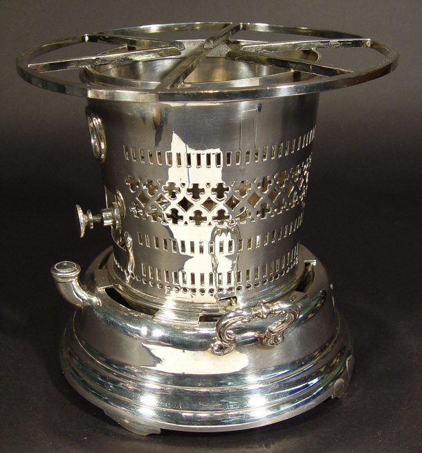 Appraisal: Mappin and Webb silver plated syphon stand with pierced decoration