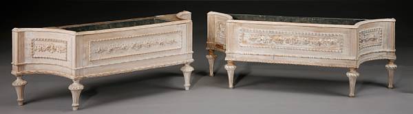 Appraisal: A pair of Louis XVI style paint decorated jardini res