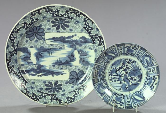 Appraisal: Two Oriental Blue and White Porcelain Items the first a