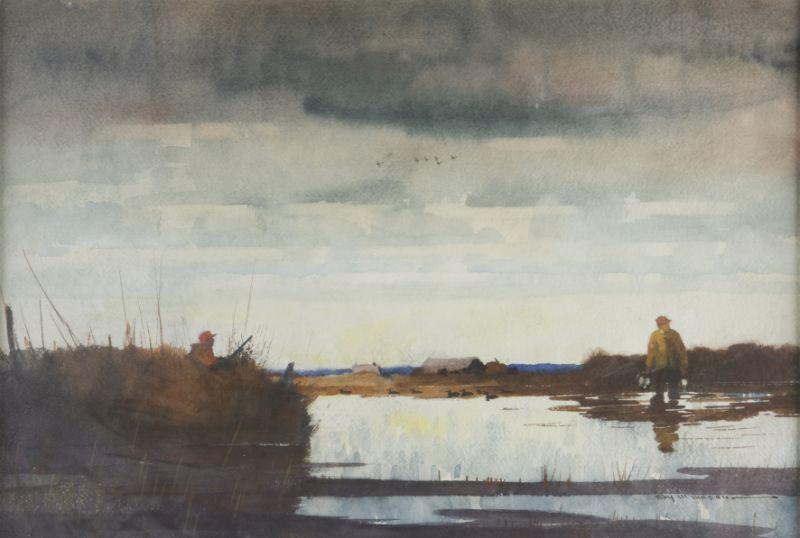 Appraisal: Roy M Mason NY CA - Duck Hunting watercolor on