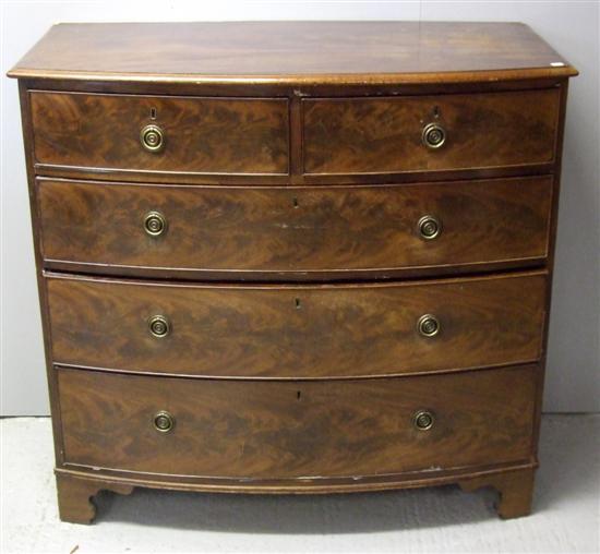 Appraisal: George III mahogany bow fronted chest two short over three