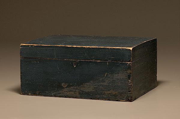 Appraisal: BLUE PAINTED PINE BOX American mid th century ht wd