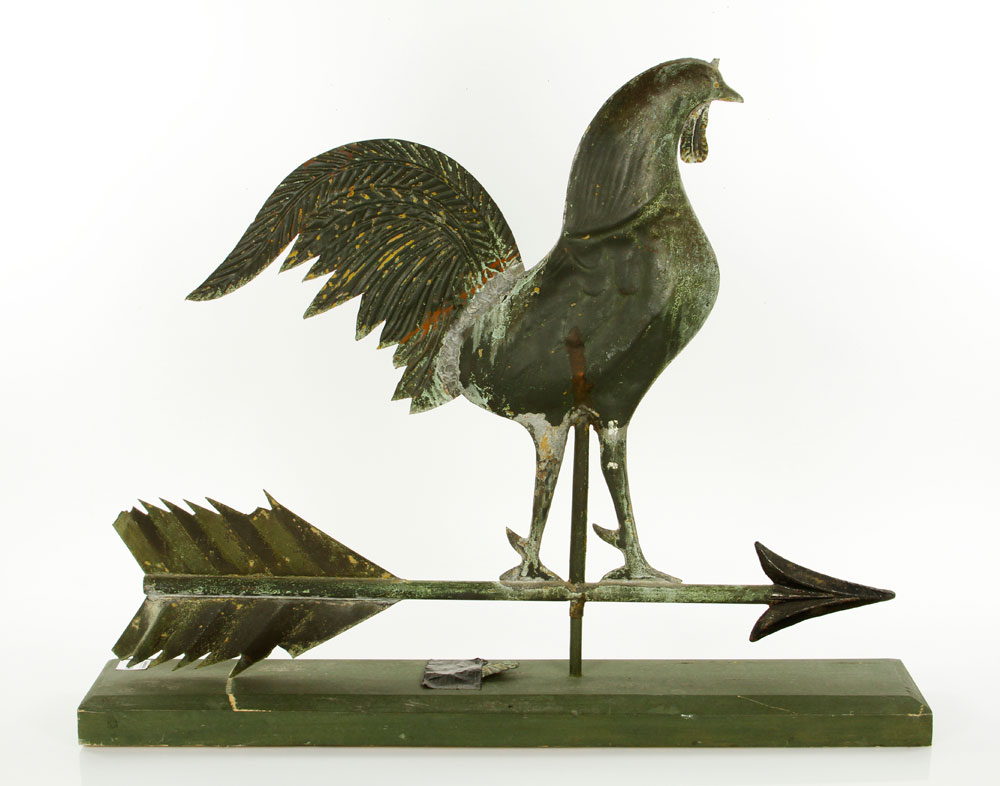 Appraisal: - American Rooster Weathervane Antique American weathervane in shape of