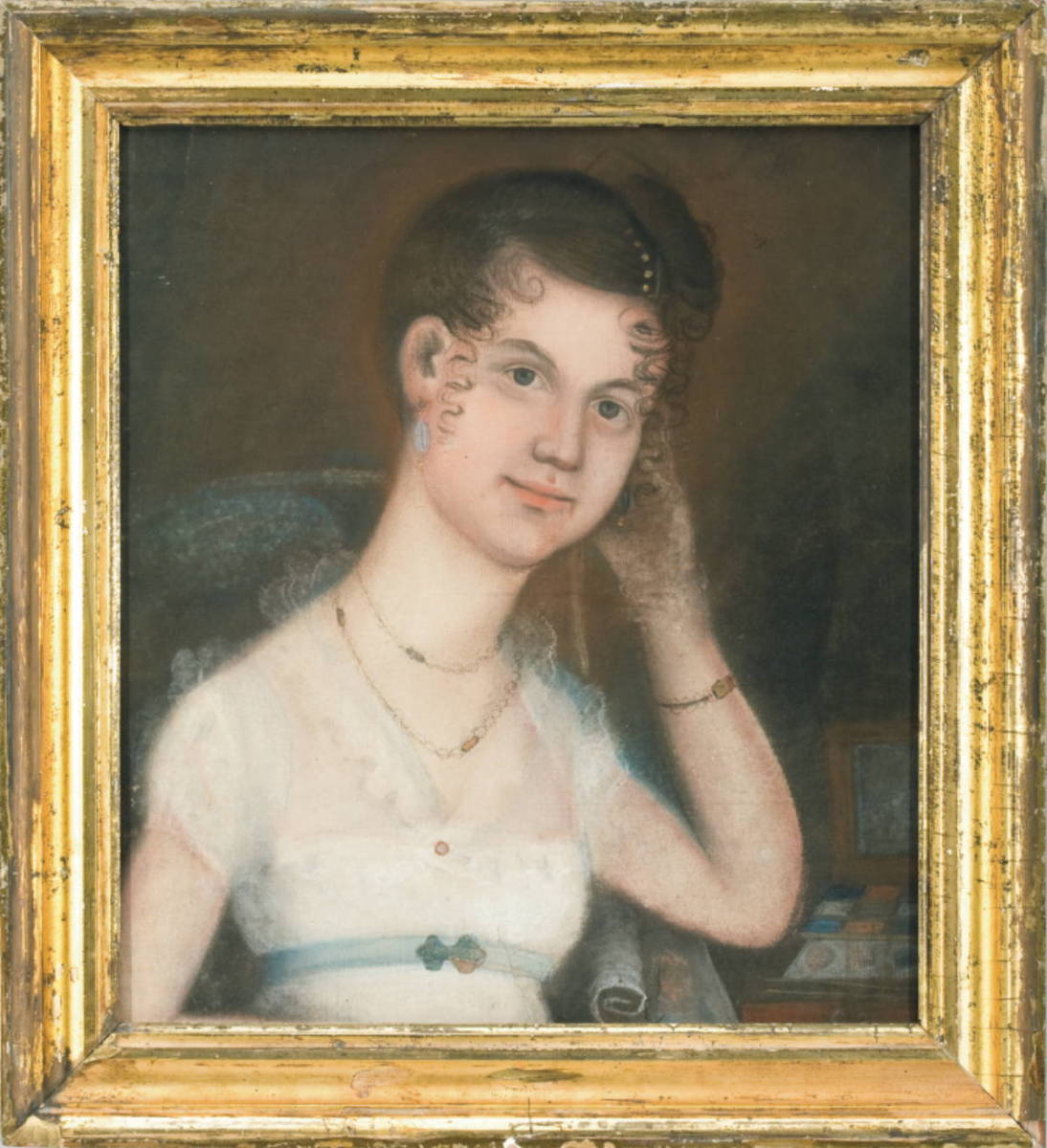 Appraisal: PASTEL PORTRAIT OF A FASHIONABLE YOUNG WOMAN CIRCA - Depicted