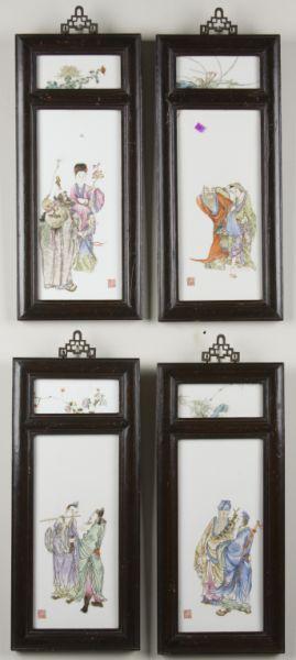 Appraisal: Set of Four Chinese Porcelain Panels with Chien Lung mark