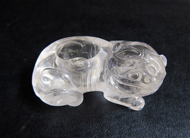 Appraisal: CHINESE SCULPTED ROCK CRYSTAL FOO DOG FIGURAL BOWL th Century