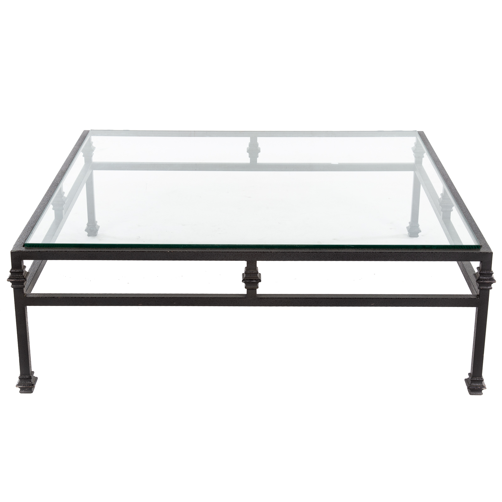 Appraisal: CONTEMPORARY SQUARE GLASS METAL COFFEE TABLE st century metal square