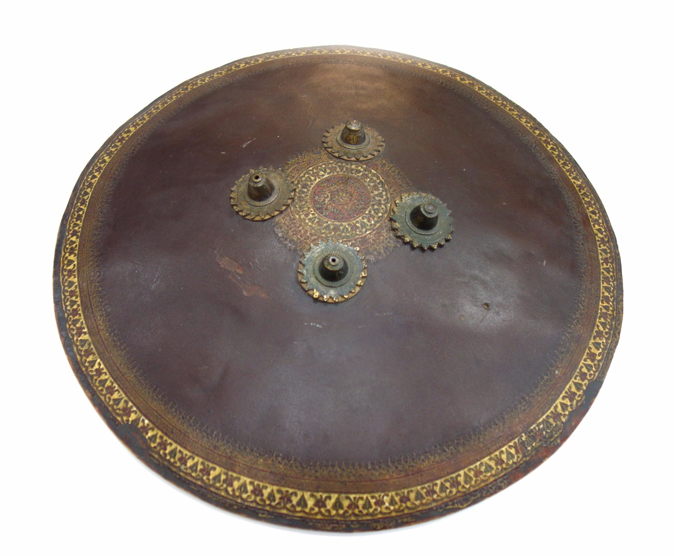 Appraisal: A hide covered shield possibly Kashmir th century of rounded